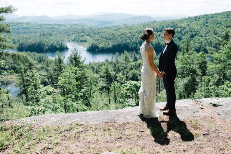 happy couple on mountaintop